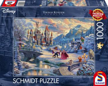1000 Teile Schmidt Spiele Puzzle Thomas Kinkade Disney Die Schöne und das Biest Winterabend 59671