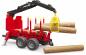 Preview: Bruder Spielfahrzeug Holztransport Rückeanhänger mit Ladekran, 4 Baumstämmen und Holzgreifer 02252