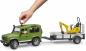 Preview: Bruder Spielfahrzeug Anhänger Land Rover Defender, Einachsanhänger JCB Mikrobagger Bauarbeiter 02593