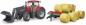 Preview: Bruder Spielfahrzeug Traktor Case IH Optum 300CVX Frontlader, Transportanhänger, 8 Rundballen 03198