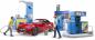 Preview: Bruder Spielfiguren Set PKW bworld Tankstelle mit Waschplatz und BRUDER Roadster 62111