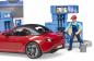 Preview: Bruder Spielfiguren Set PKW bworld Tankstelle mit Waschplatz und BRUDER Roadster 62111
