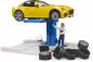 Preview: Bruder Spielfiguren Set Nutzfahrzeug bworld PKW Service Center and BRUDER Roadster 62112
