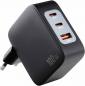 Preview: Intenso Ladegerät Power Adapter W100ACC GaN + C520C Kabel 2x USB-C 1x USB-A für 3 Gerät schwarz