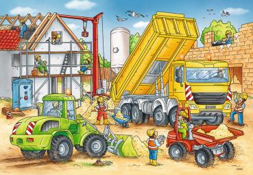 2 x 24 Teile Ravensburger Kinder Puzzle Viel zu tun auf der Baustelle 07800