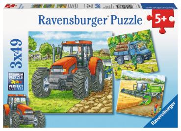 3 x 49 Teile Ravensburger Kinder Puzzle Große Landmaschinen 09388