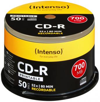 50 Intenso Rohlinge CD-R full printable 80Min 700MB 52x Spindel