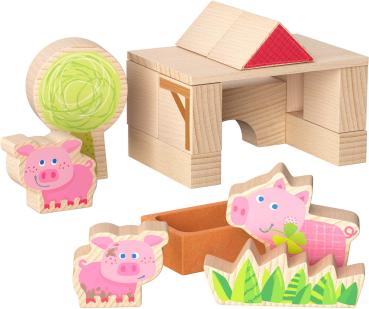 Preview: Haba Bau- und Entdeckersteine My 1st Block World Ferkelstall Kalle2014559001