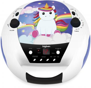 Bigben tragbarer CD Player CD52 Unicorn Einhorn 2 USB MP3 FM Radio AUX-IN AU368680