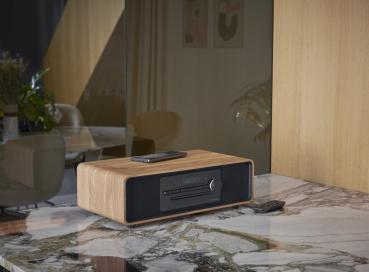 Thomson Bluetooth Kompaktanlage Induktion MIC300IBT USB Radio AUX-IN schwarz Holz braun TH388657