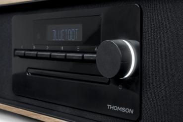 Thomson Bluetooth Kompaktanlage Induktion MIC300IBT USB Radio AUX-IN schwarz Holz braun TH388657