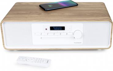 Thomson Bluetooth Kompaktanlage Induktion MIC301IDABBT USB DAB+ Radio AUX-IN weiß braun TH388688