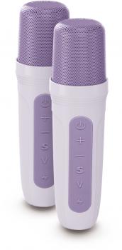 Bigben Bluetooth portabler Lautsprecher Party Karaoke Disco Licht 2 Mikrofone lavender AU388824