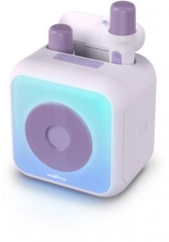 Bigben Bluetooth portabler Lautsprecher Party Karaoke Disco Licht 2 Mikrofone lavender AU388824