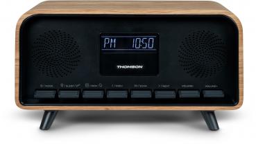 Thomson Bluetooth Radiowecker RT850BT Retro-Eleganz schwarz Holz TH388916