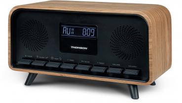Thomson Bluetooth Radiowecker RT850BT Retro-Eleganz schwarz Holz TH388916