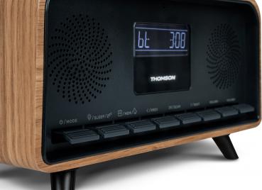 Thomson Bluetooth Radiowecker RT850BT Retro-Eleganz schwarz Holz TH388916