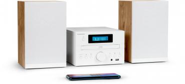 Thomson Bluetooth Kompaktanlage Micro MIC121BT CD Player USB Radio AUX-IN weiß Holz braun TH389081