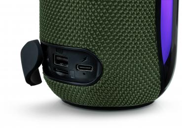 Bigben Bluetooth portabler Lautsprecher Party Tube Disco Licht army green grün AU389333