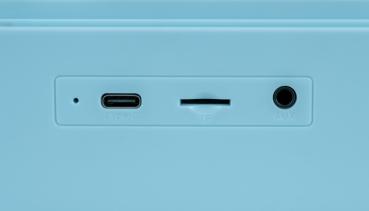 Bigben Bluetooth portabler Lautsprecher EPOK mit Wecker Plattenspieler Look blau AU389395