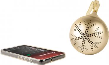Bigben Bluetooth portabler Lautsprecher EPOK Leuchtende Weihnachtskugel gold AU390094