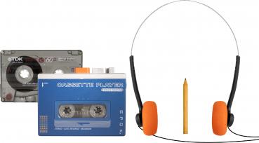 Preview: Bigben tragbarer Kassettenspieler mit Bluetooth EPOK Retro blau AU390223