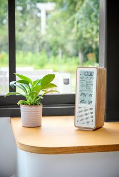 Preview: Thomson Wetterstation WS102 mit Radio Bluetooth Holz weiß TH390346