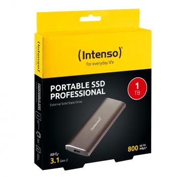 Intenso SSD externe Festplatte Professional 1,8 Zoll 1TB Typ C USB 3.1 braun-metallic