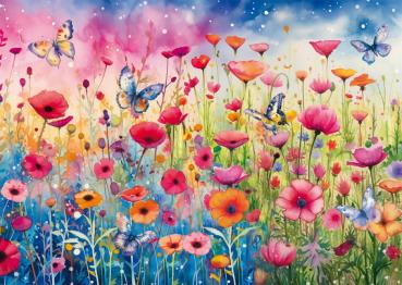 1000 Teile Schmidt Spiele Puzzle Mohnblumenwiese 58873
