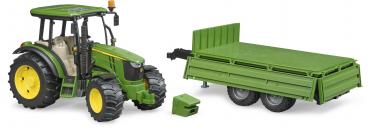 Bruder Spielfahrzeug Landwirtschaft Traktor John Deere 5115M + Bordwandanhänger 02108