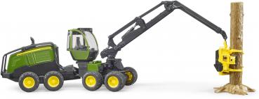 Bruder Spielfahrzeug Forstwirtschaft Holztransport John Deere 1270G Harvester mit 1 Baumstamm 02135