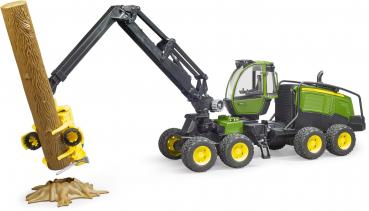 Bruder Spielfahrzeug Forstwirtschaft Holztransport John Deere 1270G Harvester mit 1 Baumstamm 02135