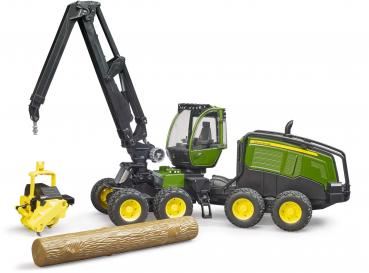 Bruder Spielfahrzeug Forstwirtschaft Holztransport John Deere 1270G Harvester mit 1 Baumstamm 02135