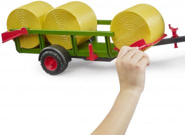 Preview: Bruder Spielfahrzeug Landwirtschaft Anhänger Rundballensammler mit 3 Rundballen 02204