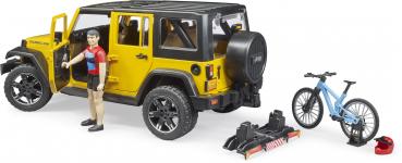 Bruder Spielfahrzeug Offroad JeepWrangler RubiconUnlimited, 1 Mountainbike und Radfahrer 02543