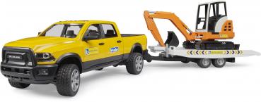 Bruder Spielfahrzeug Service-Fahrzeuge RAM 2500 Power Wagon Rental Service+Anhänger+Minibagger 02546