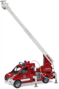 Bruder Spielfahrzeug Feuerwehr MB Sprinter Feuerwehr Drehleiter, Pumpe und L+S Modul 02673