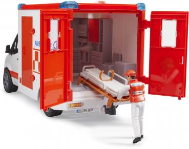Bruder Spielfahrzeug Einsatzfahrzeuge Ambulanz MB Sprinter Ambulanz mit Fahrer und L+S Modul 02676