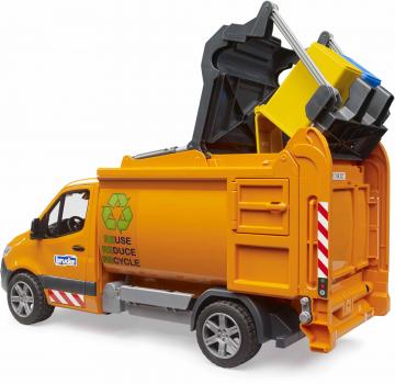 Bruder Spielfahrzeug Müllabfuhr MB Sprinter Kommunale Müllentsorgung und 2 Tonnen 02682