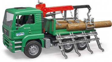 Bruder Spielfahrzeug Kipper MAN TGA Holztransport-LKW mit Ladekran und 3 Baumstämmen 02769