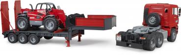 Bruder Spielfahrzeug Baustelle Lader MAN TGA Tieflader + Manitou Teleskoplader MLT 633 02774