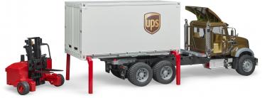 Bruder Spielfahrzeug Nutzfahrzeug Logistik MACK Granite UPS Logistik-LKW + Mitnahmestapler 02828
