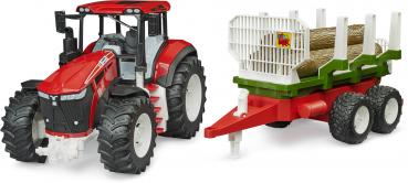 Bruder Spielfahrzeug Roadmax Traktor ROADMAX Traktor mit Rückean- hänger und 3 Baumstämmen 03453