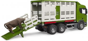 Bruder Spielfahrzeug Landwirtschaft Bauernhof Scania Super 560R Tiertransport-LKW mit 1 Rind 03548