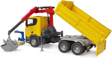 Bruder Spielfahrzeug Baustelle LKW Scania Super 560R Baustellen LKW Kran und 2 Paletten 03551
