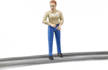 Bruder Spielfigur Baustelle bworld Frau heller Hauttyp, blaue Hose 60408