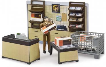 Bruder Spielfiguren Set Nutzfahrzeug bworld UPS Paketshop mit Figur 62250