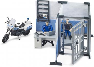 Bruder Spielfiguren Set bworld Einsatzfahrzeuge Polizeistation Polizeimotorrad und 2 Figuren 62732