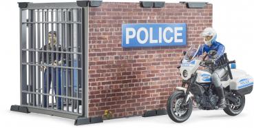 Bruder Spielfiguren Set bworld Einsatzfahrzeuge Polizeistation Polizeimotorrad und 2 Figuren 62732