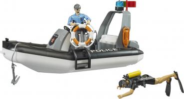 Bruder Spielfiguren Set bworld Polizei Schlauchboot, Rundumleuchte, 2 Fig. + Zubehör 62733